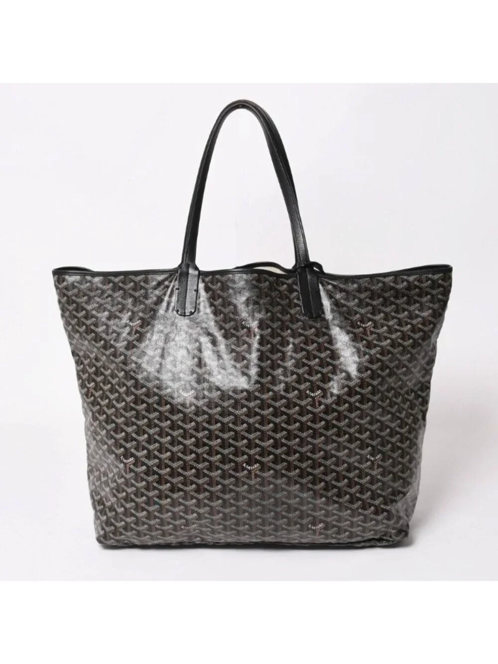 Goyard Super Rare Saint Louis XXL Tote Bag Leather Black Markage Herringbone